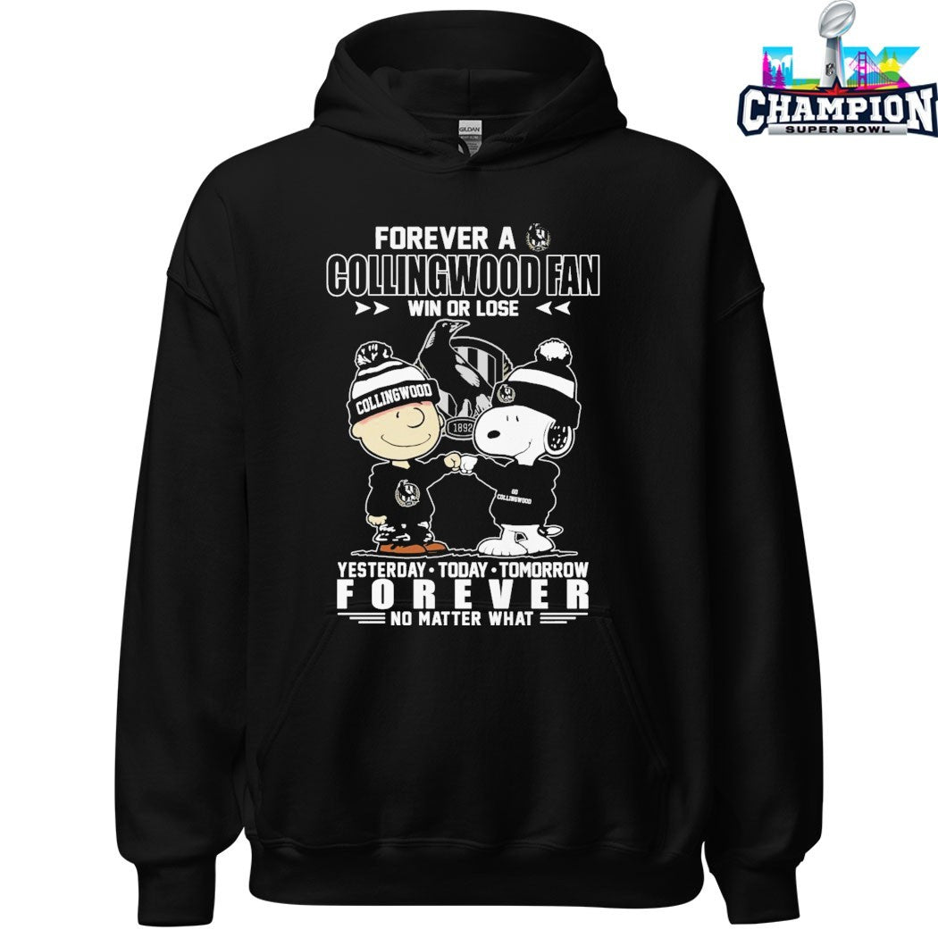 Snoopy And Charlie Brown Forever A Collingwood Magpies Win Or Lose Forever No Matter What T-shirts