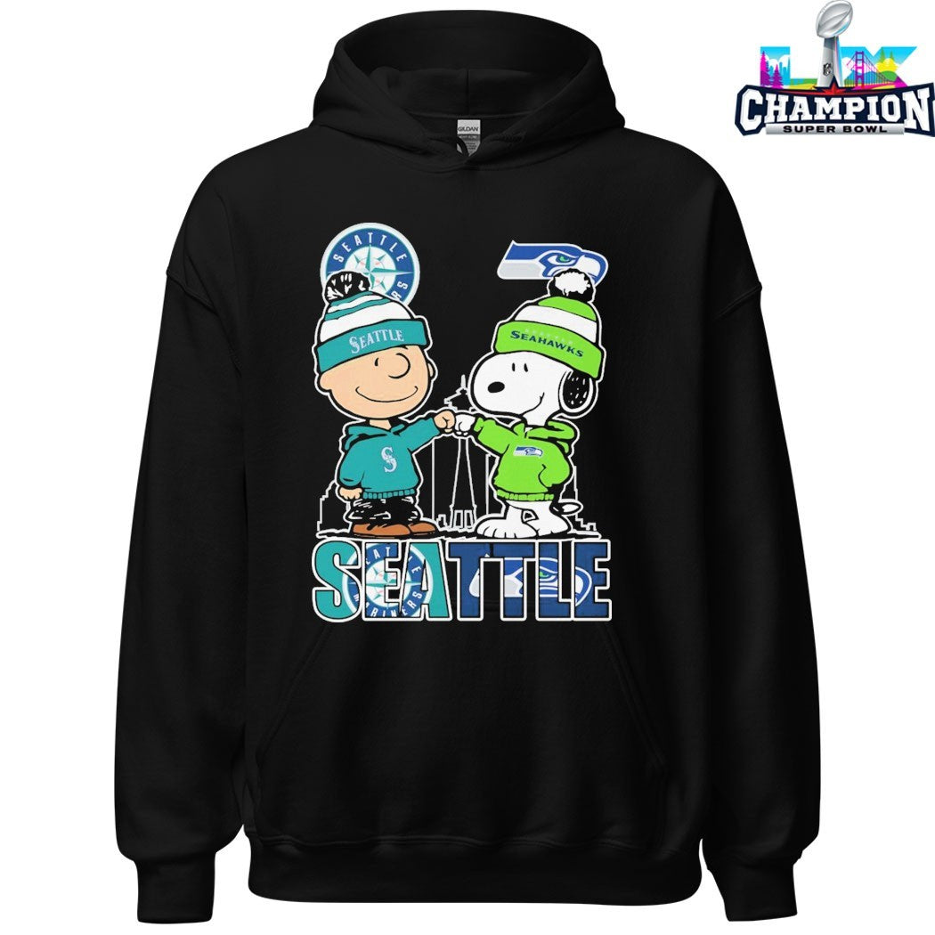 Snoopy And Charlie Brown The Peanuts Fan Seattle Mariners Seattle Seahawks City T-shirts
