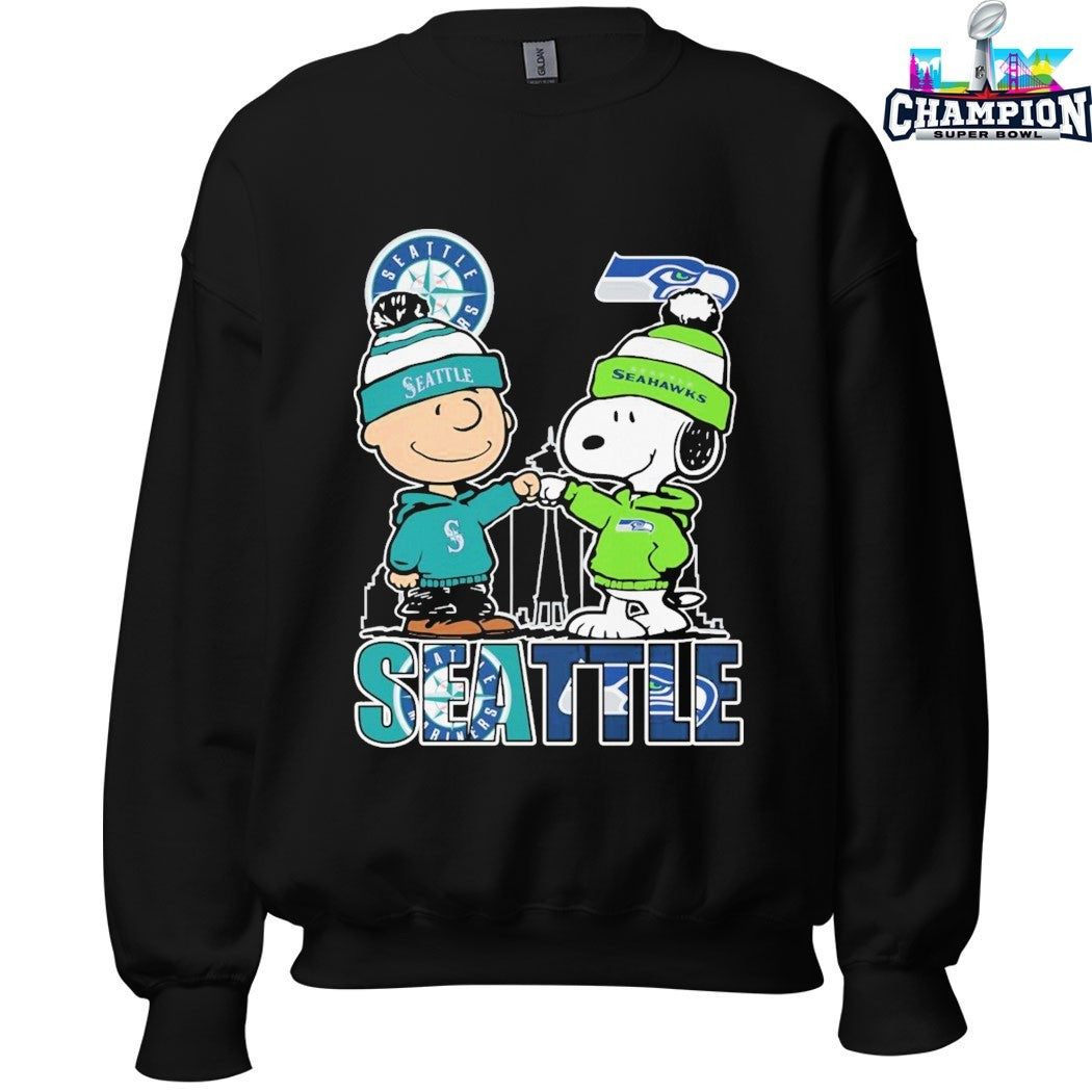 Snoopy And Charlie Brown The Peanuts Fan Seattle Mariners Seattle Seahawks City T-shirts
