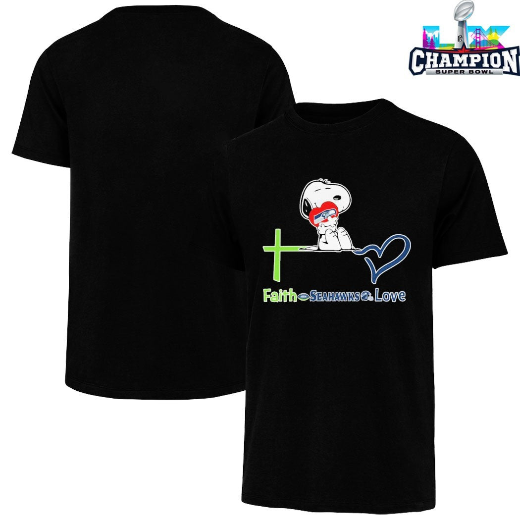 Snoopy Hug Heart The Peanuts Faith Seattle Seahawks Love T-shirts