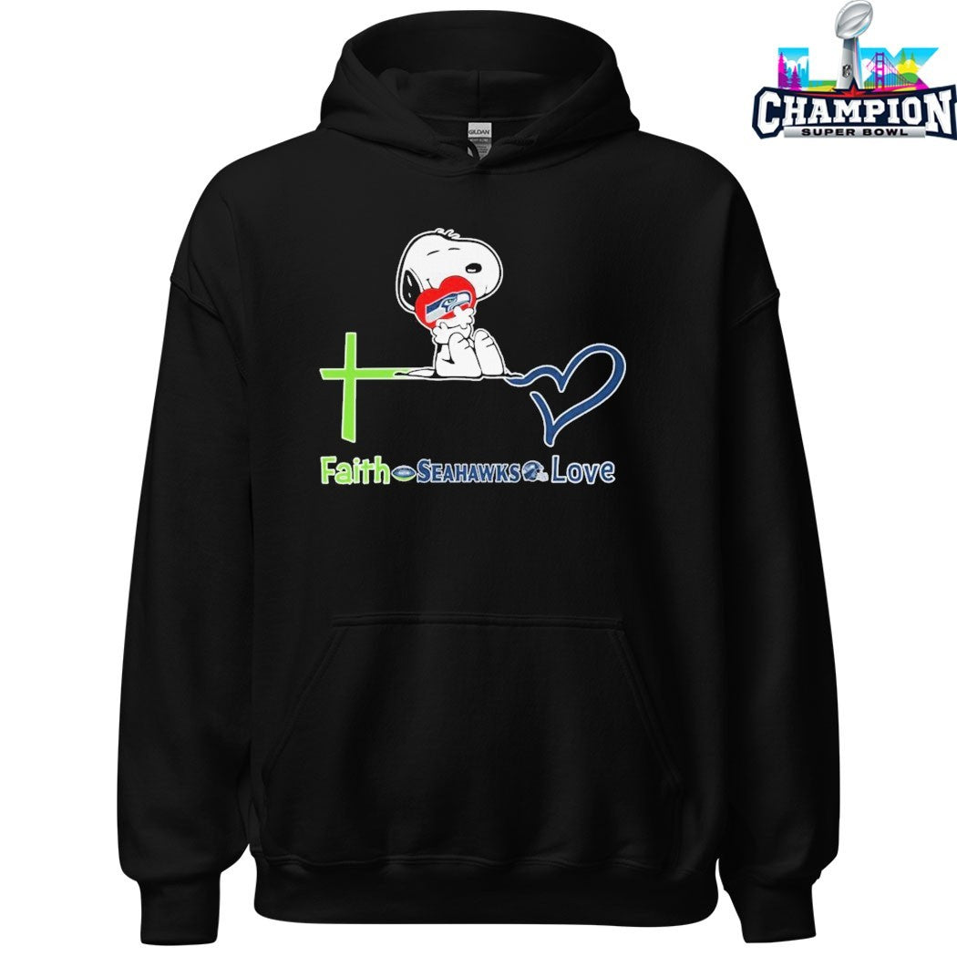 Snoopy Hug Heart The Peanuts Faith Seattle Seahawks Love T-shirts