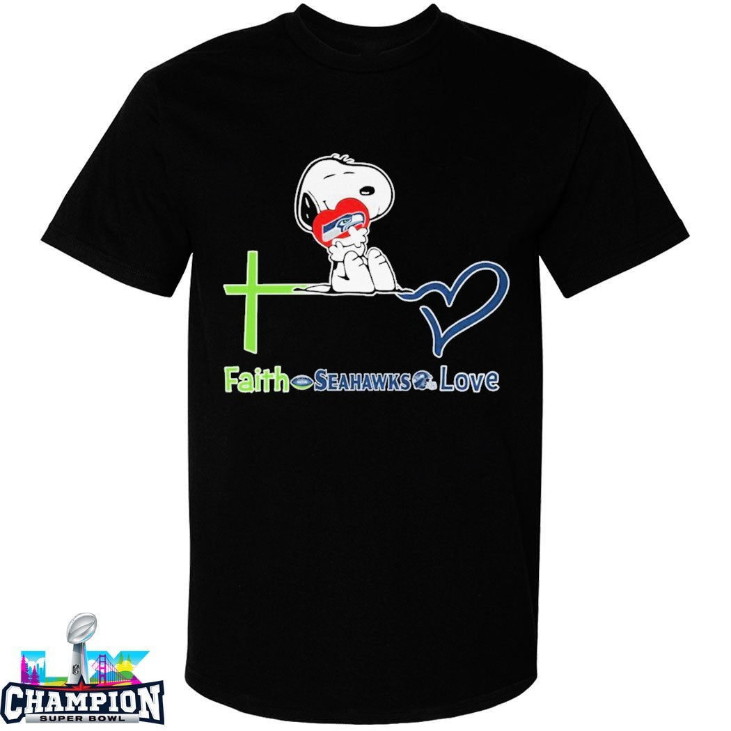 Snoopy Hug Heart The Peanuts Faith Seattle Seahawks Love T-shirts
