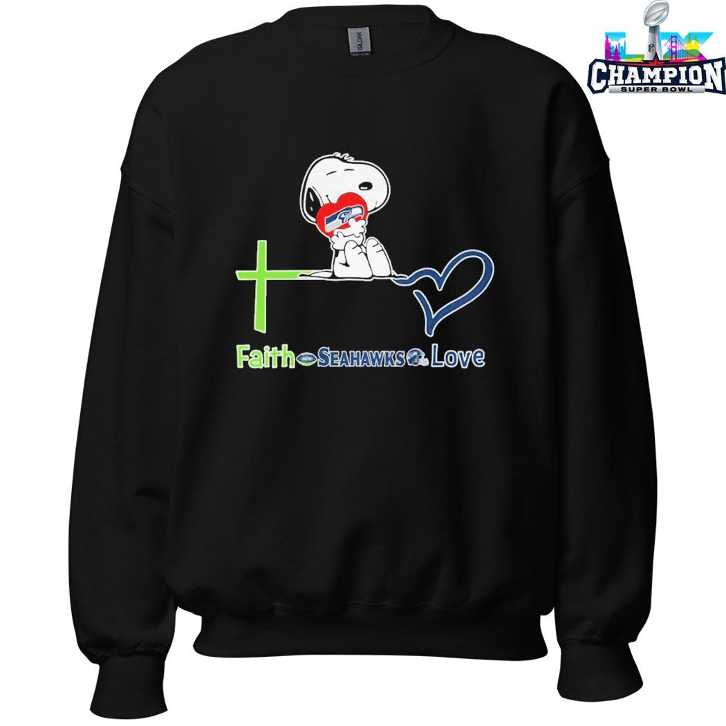 Snoopy Hug Heart The Peanuts Faith Seattle Seahawks Love T-shirts