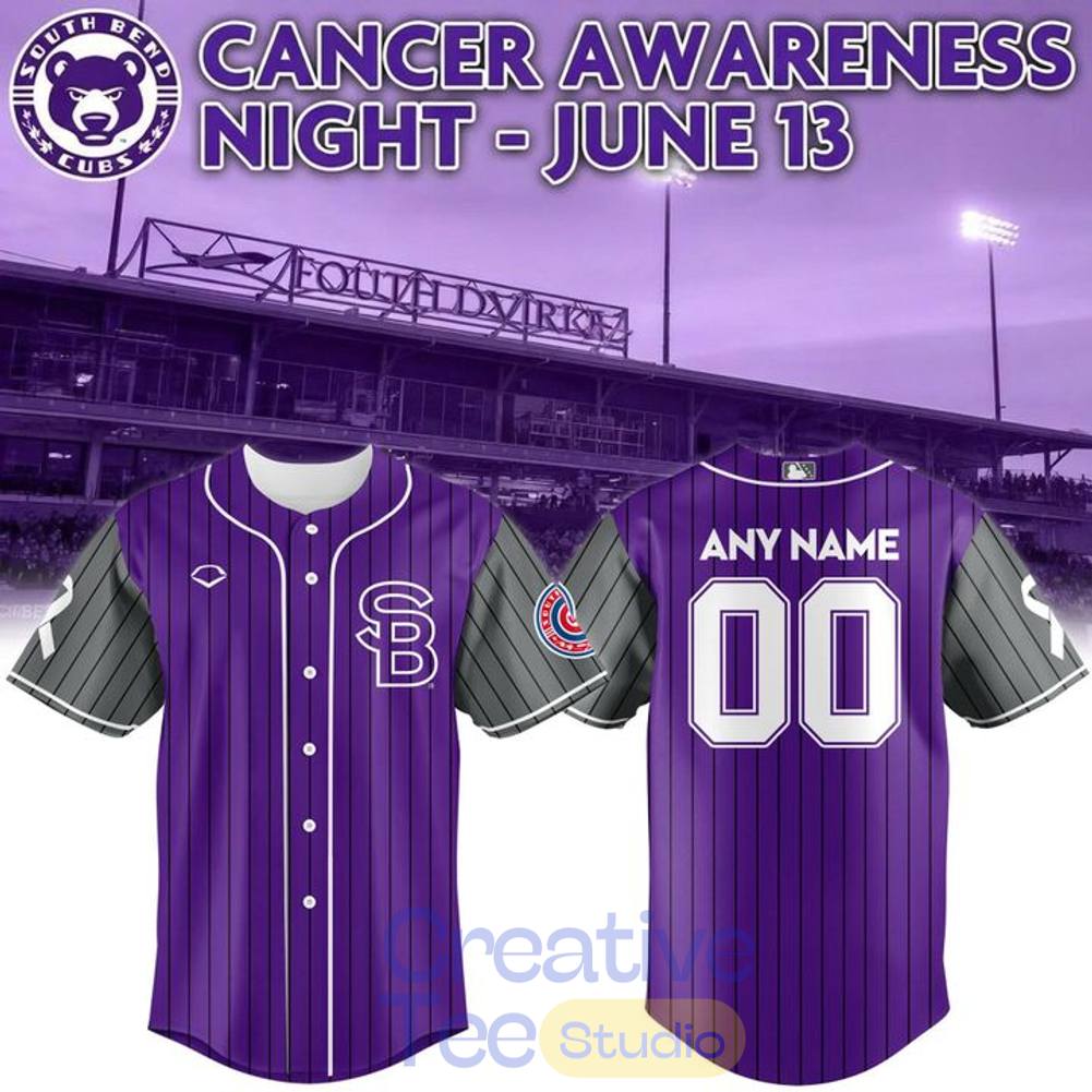 South Bend Cubs 2026 Cancer Awareness Night Custom Baseball Jersey