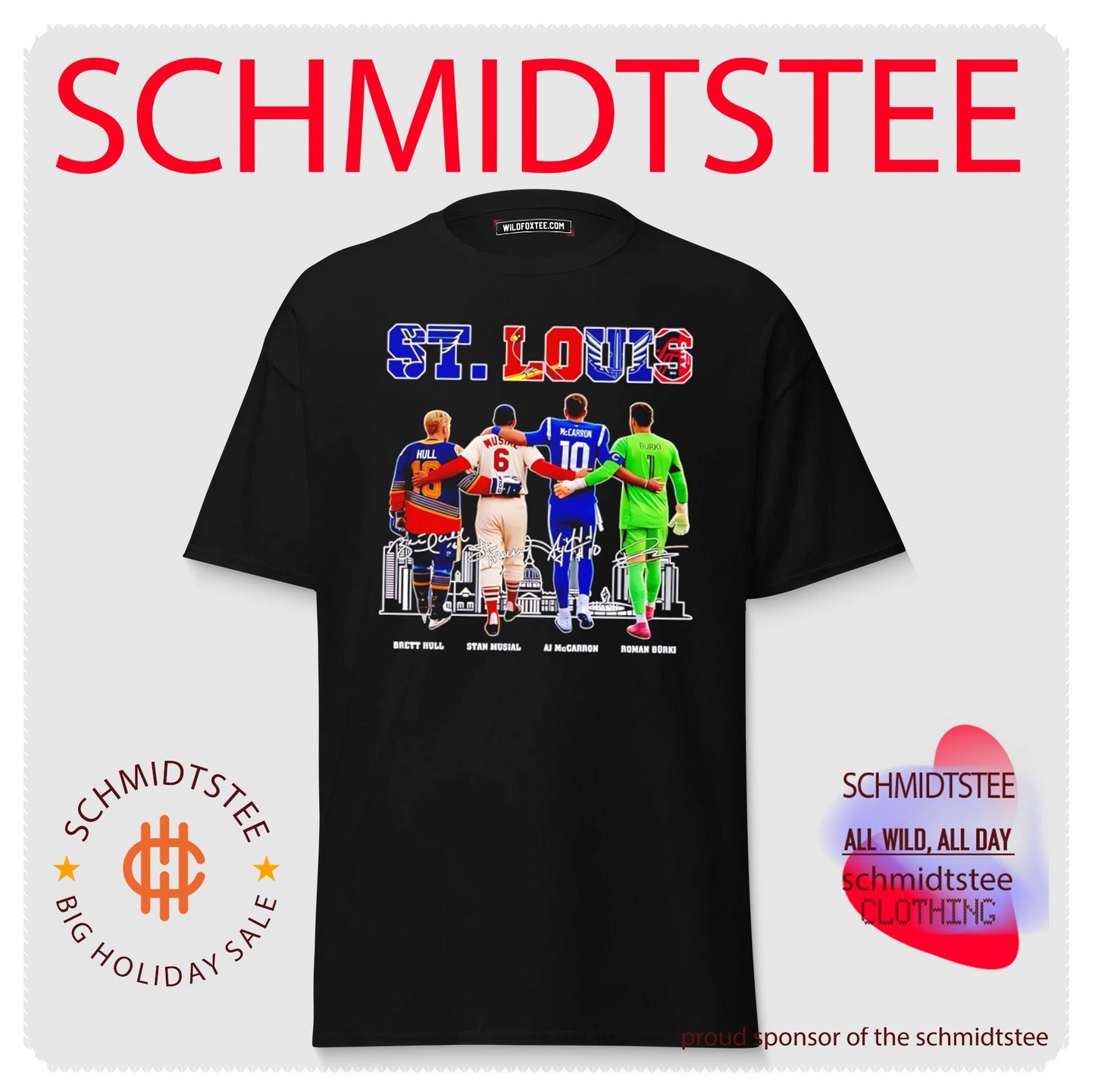 St. Louis sports Brett Hull Stan Musial skyline signature shirt