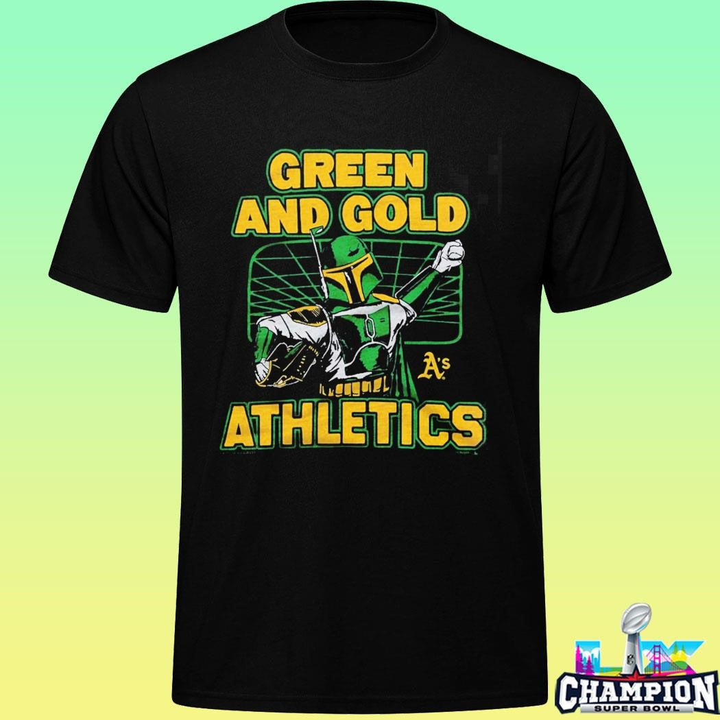 Star Wars X Mlb 2026 Star Wars Day Green And Gold Oakland Athletics Dark Side Boba Fett Shirt