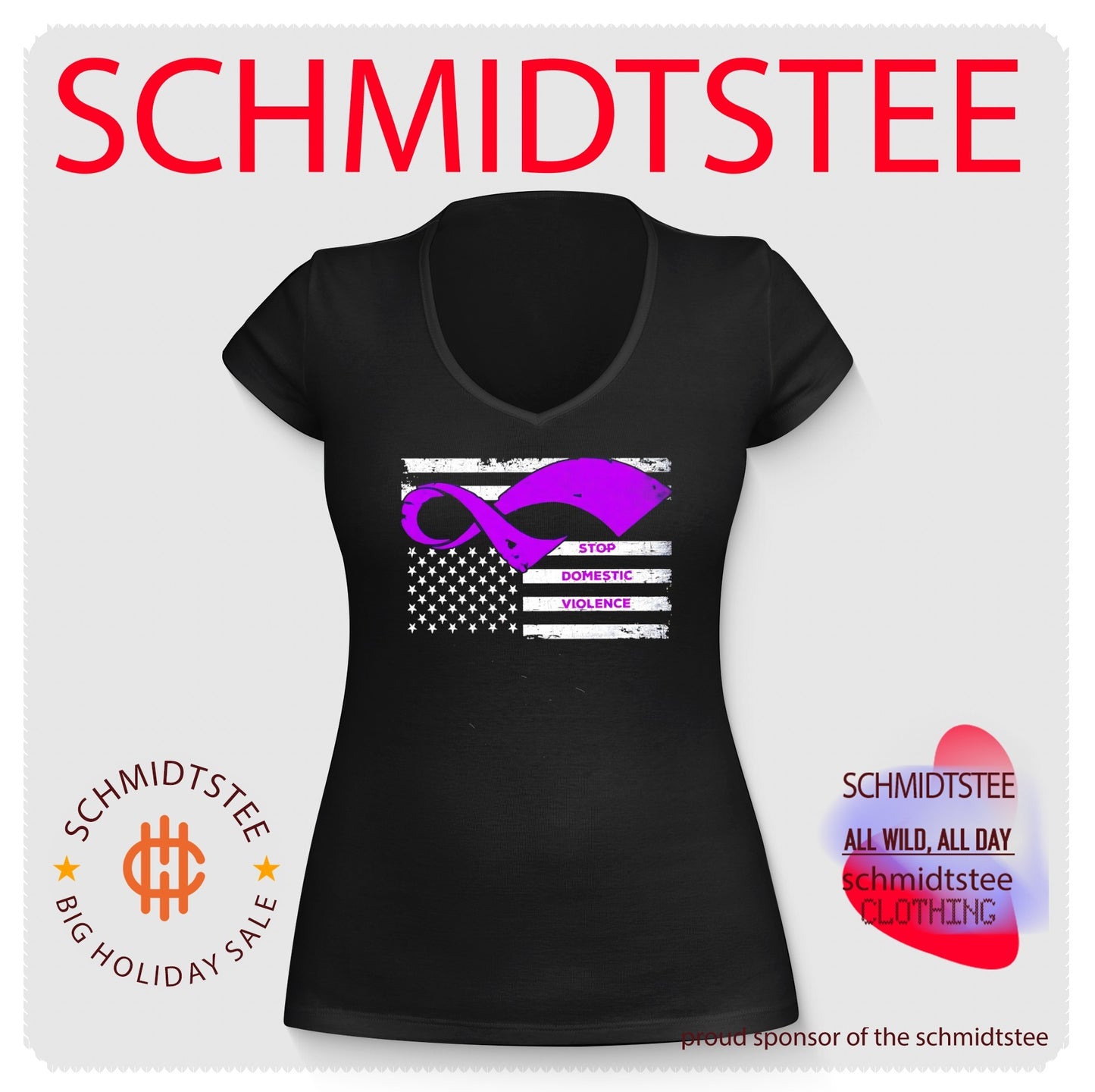 Stop domestic violence Purple Ribbon America flag shirt