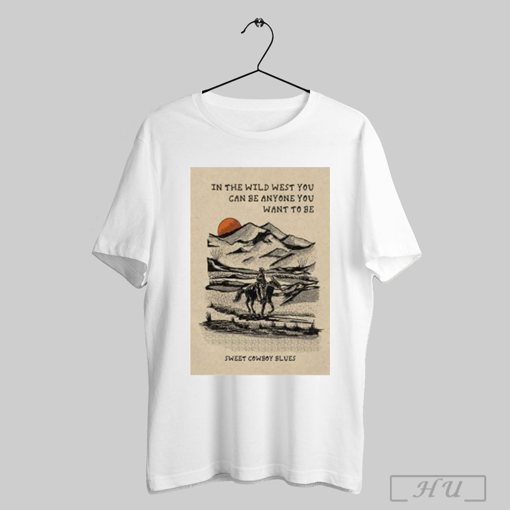 Sweet Cowboy Blues Wild West Print T Shirt