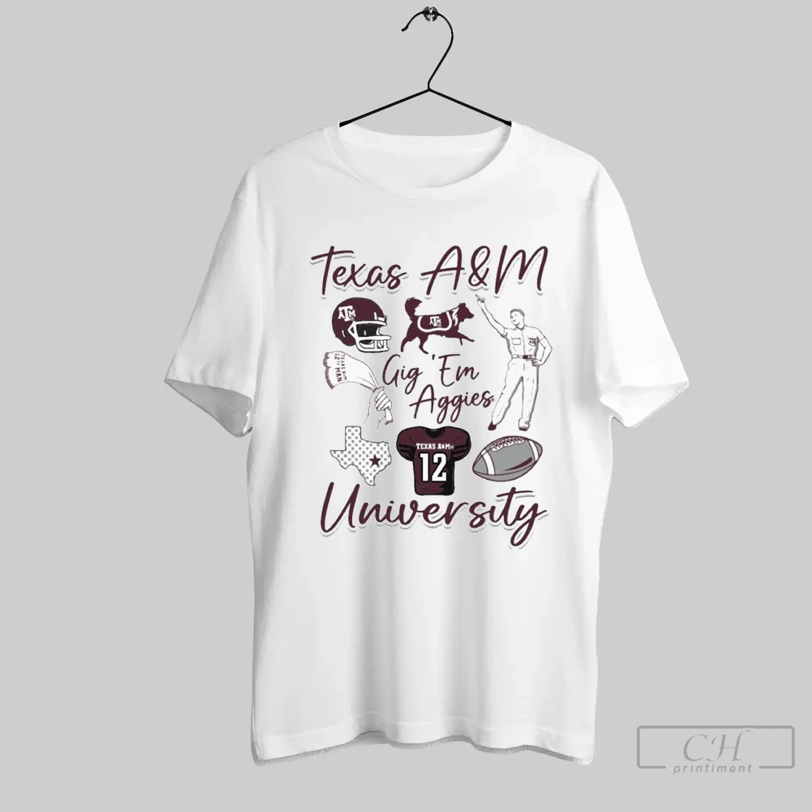 Texas Am Aggies Gig Em University Collage T Shirt