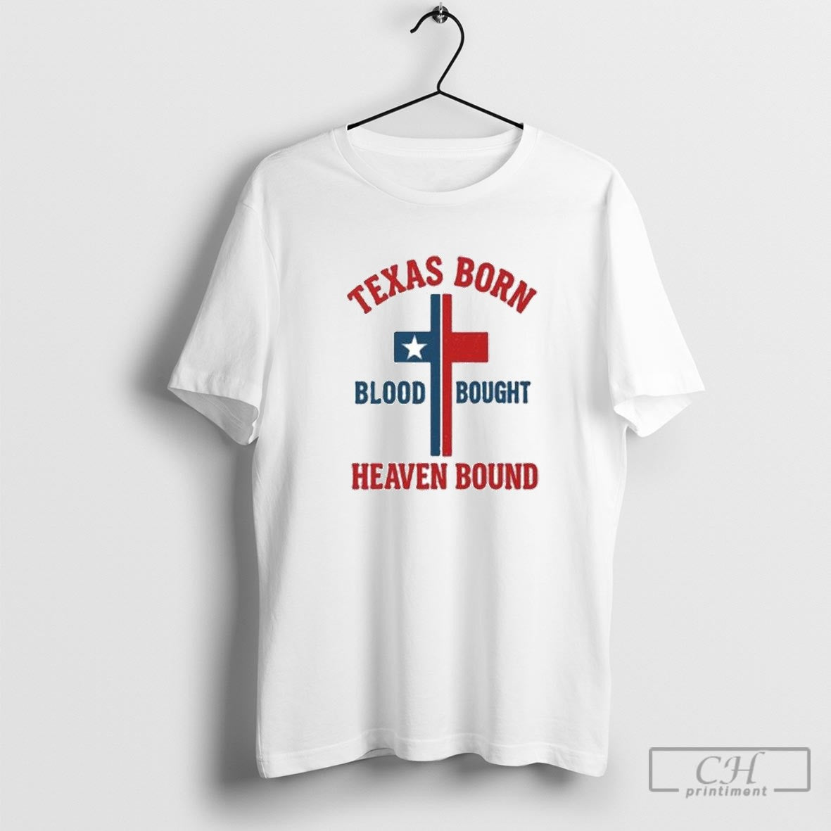 Texas Born Blood Bought Heaven Bound Cross Shirt Sweater