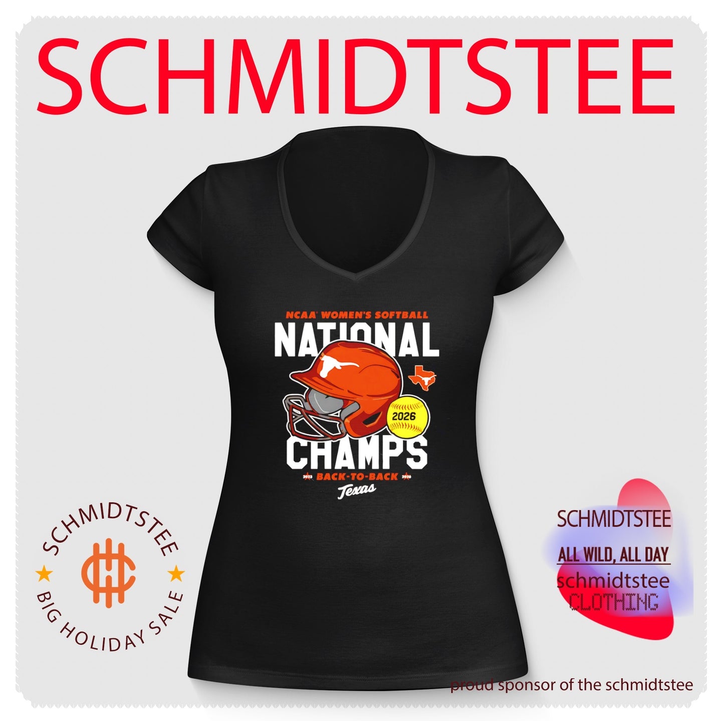 Texas Longhorns 2026 Softball National Champs back to back helmet shirt