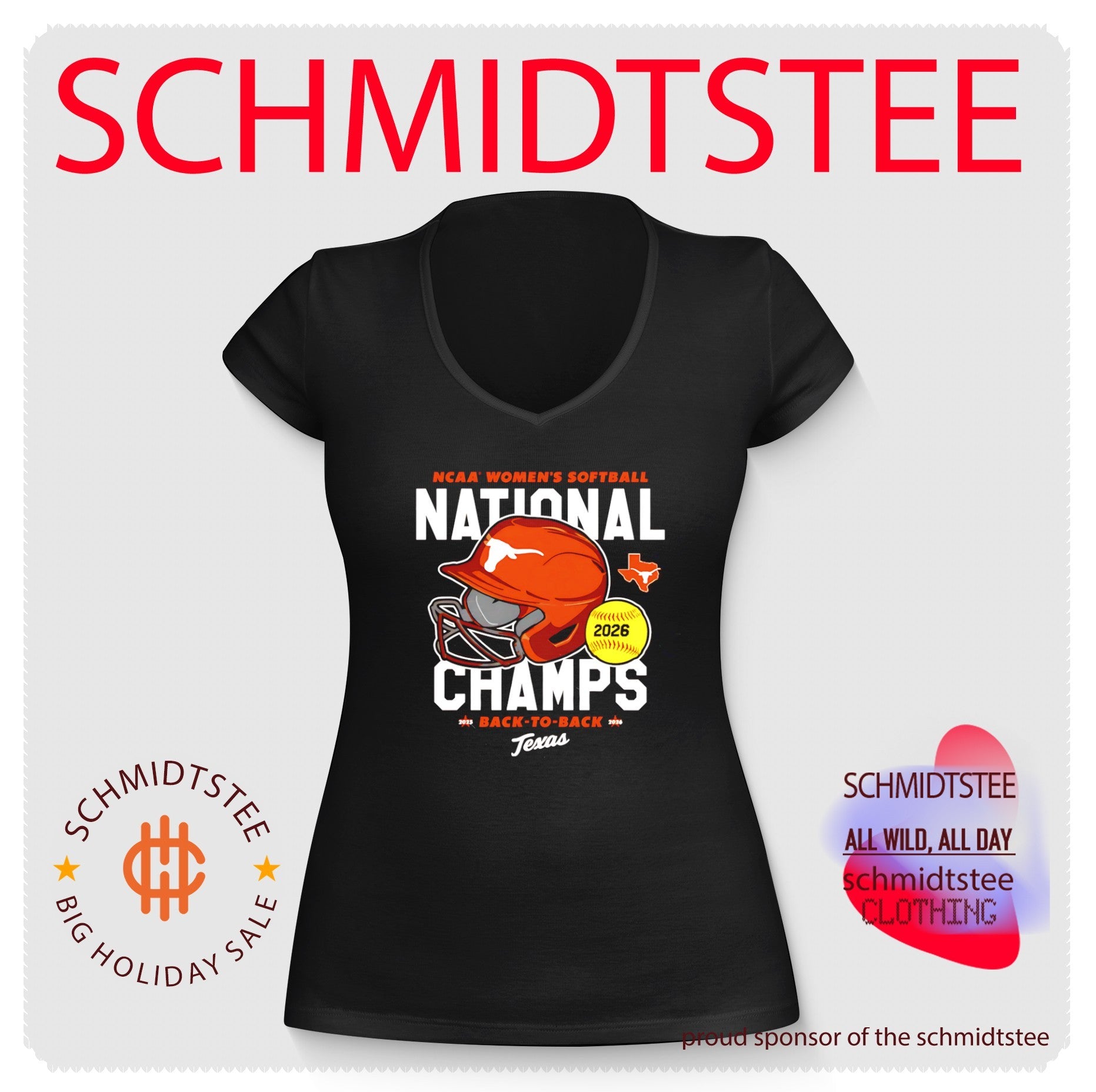 Texas Longhorns 2026 Softball National Champs back to back helmet shirt