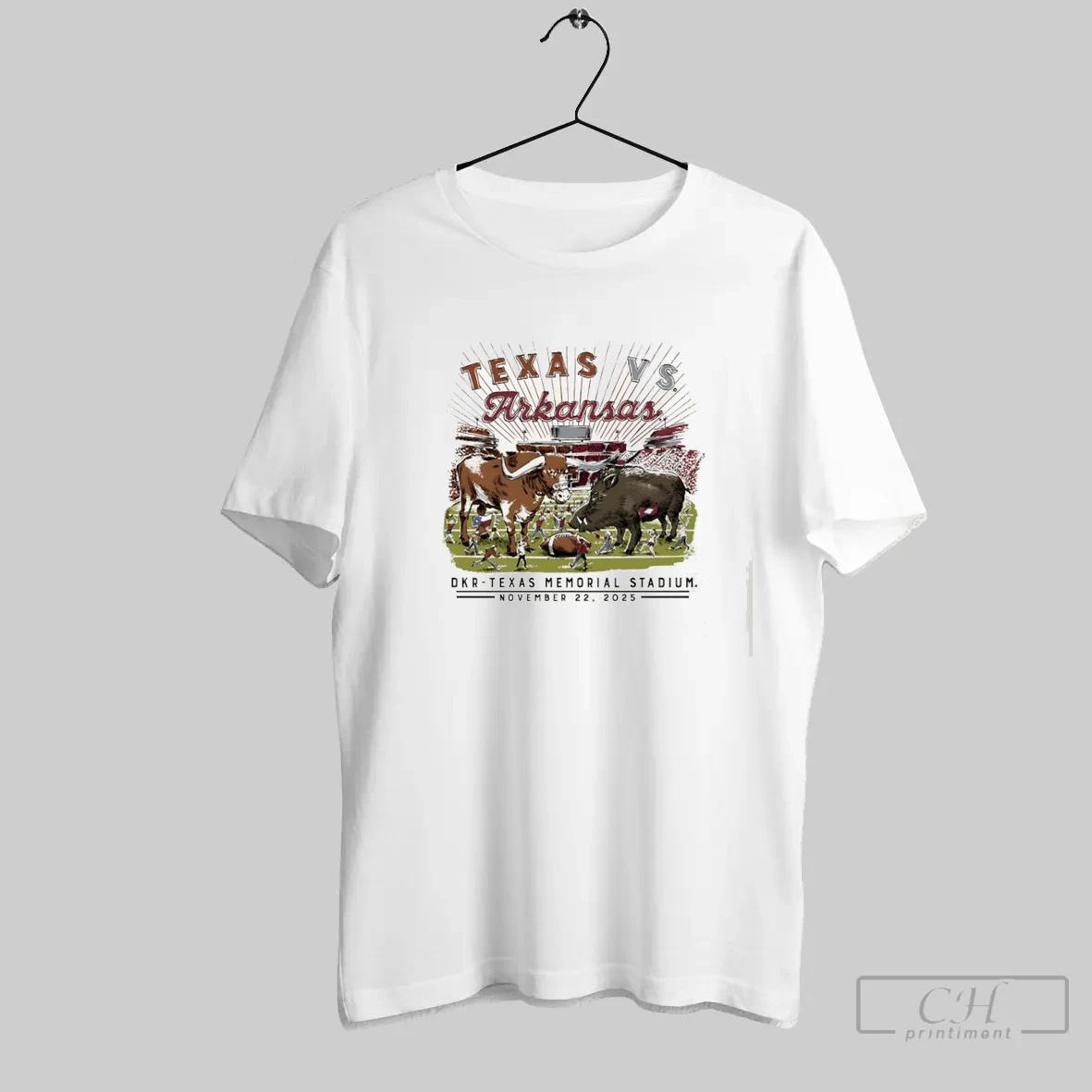 Texas Vs Arkansas Game Day 2025 Dkr Texas Memorial T Shirt