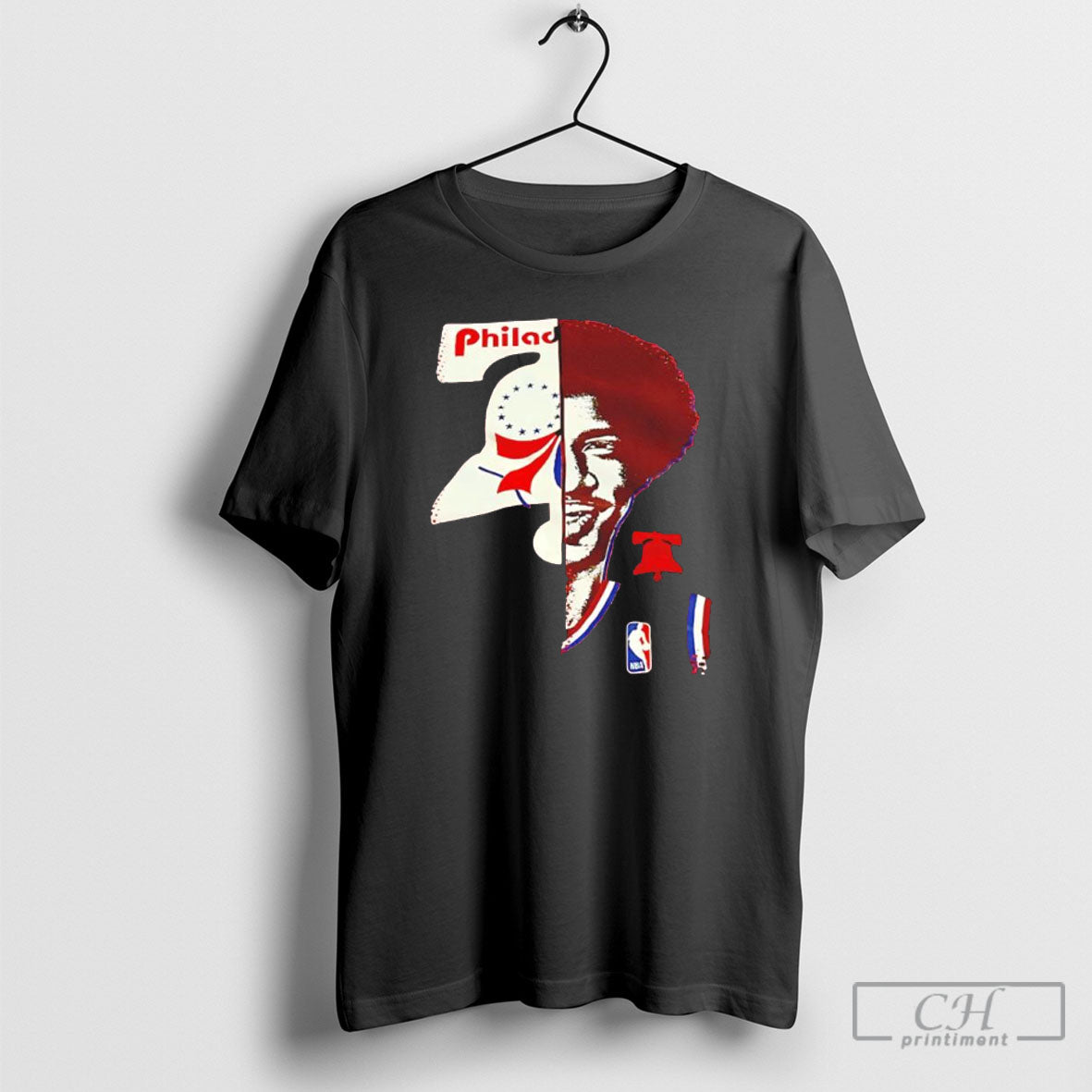 The Doctor Julius Erving Philadelphia 76ers Big Face Shirt Sweater