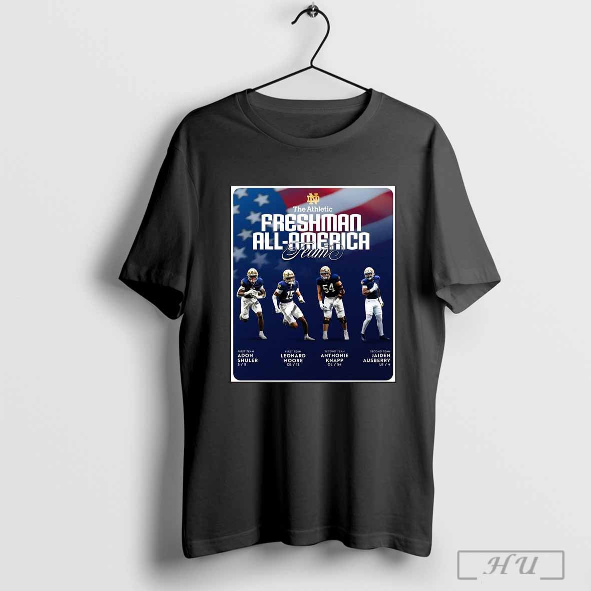The Notre Dame Athletic Freshman All America Teams Adon Shuler Leonard Moore Football Poster T Shirt Sweatshirt Cutom Poster Coffee Mugs Ornaments