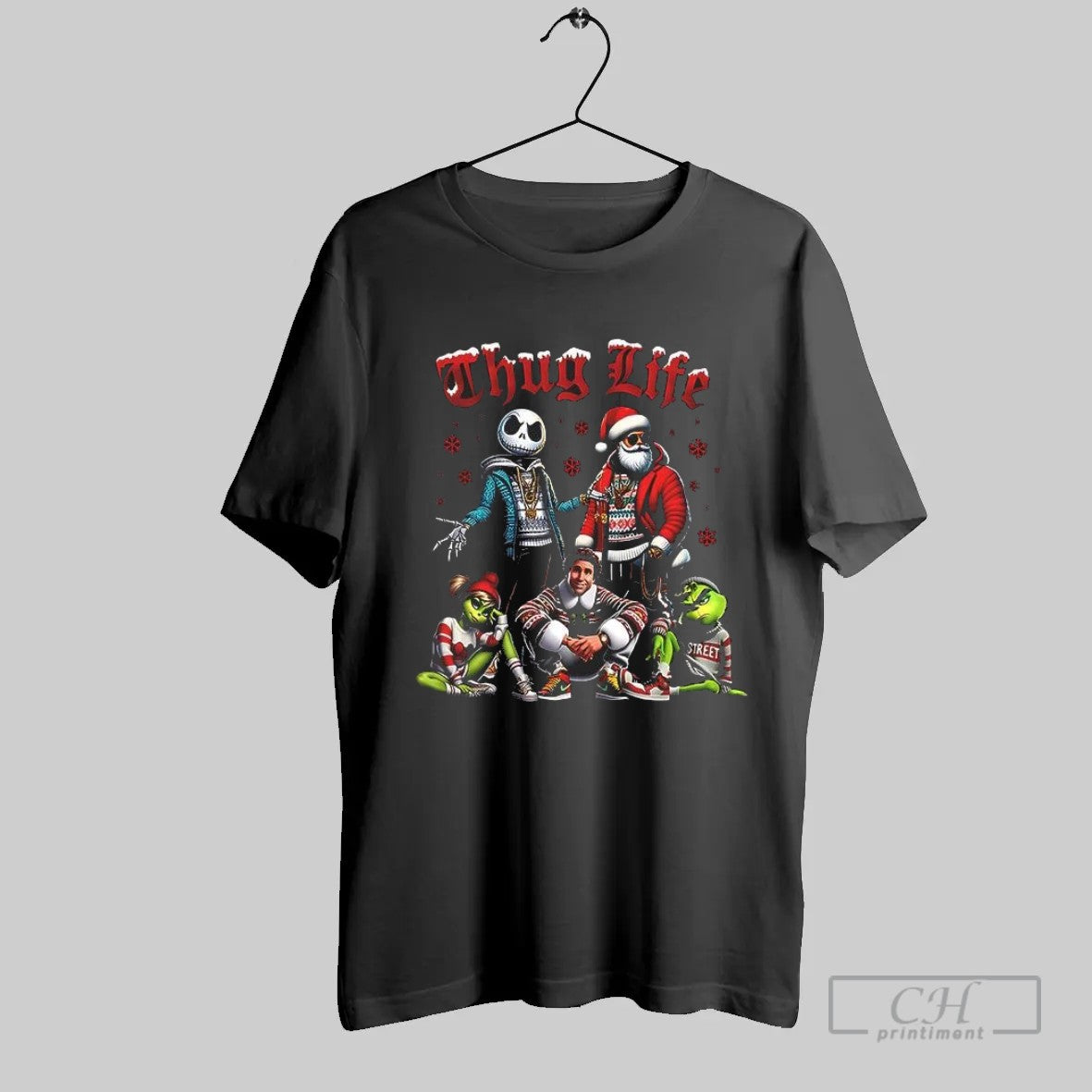 Thug Life Grinch Couple Sitting On Stairs Grinchmas T Shirt