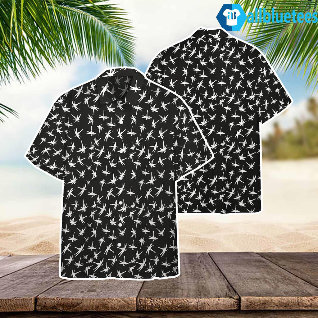 Tom Selleck Magnum Pi Midnight Bamboo Black Hawaiian Shirt