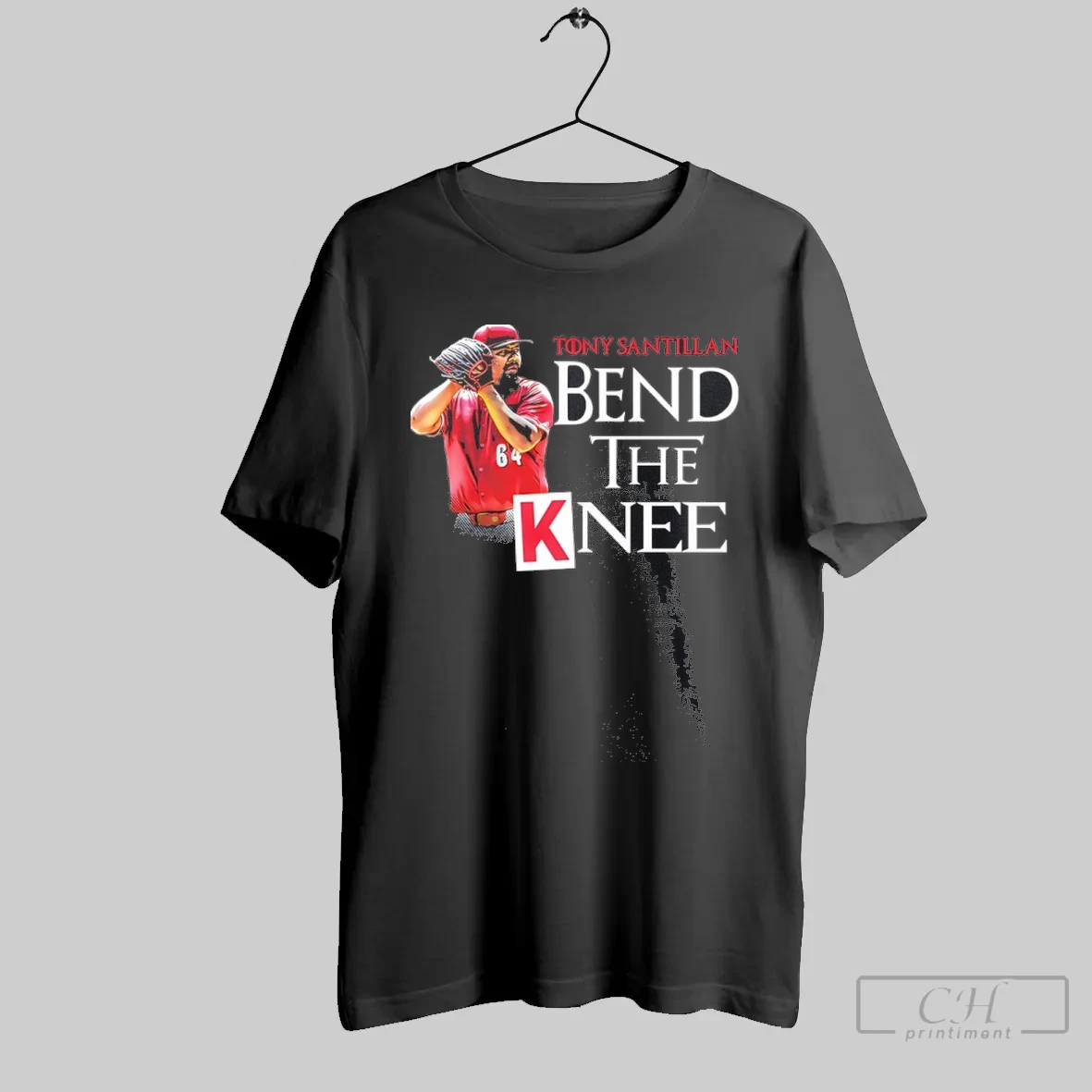 Tony Santillan Bend The Knee Strikeout Pitcher Baseball Sports Classic Mens T Shirt