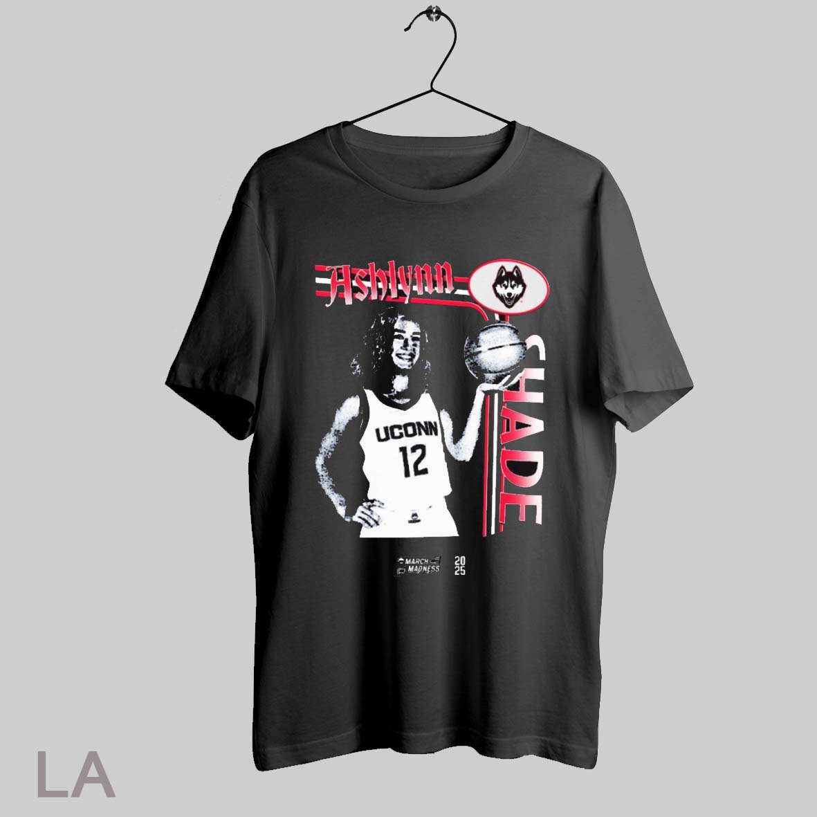 Top Ashlynn Shade Striped Uconn Huskies Basketball 2025 Ncaa March Madness T Shirt