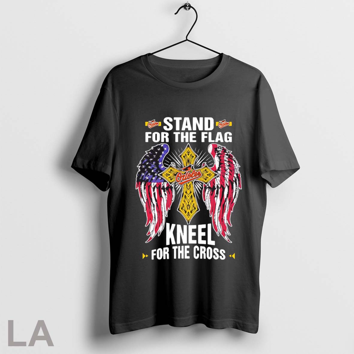 Top Baltimore Orioles Baseball Stand For Flag Kneel For The Cross T Shirt