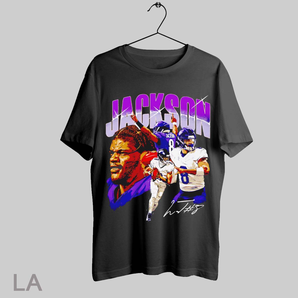 Top Lamar Jackson Number 8 Baltimore Collage Signature T Shirt