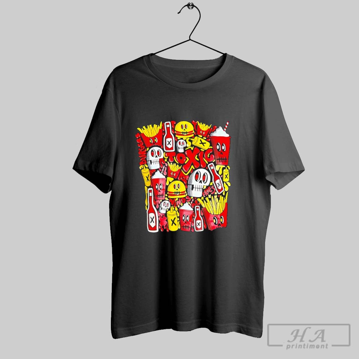 Toxic Burger Menu Characters Fast Food Skull Motif Graphic