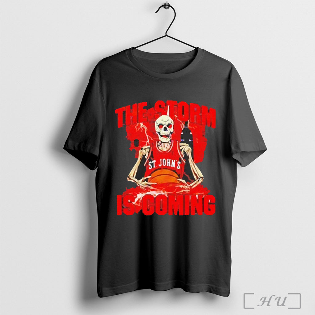 Trending St Johns Red Storm Mens Basketball Skeleton The Storm Is Coming 2025