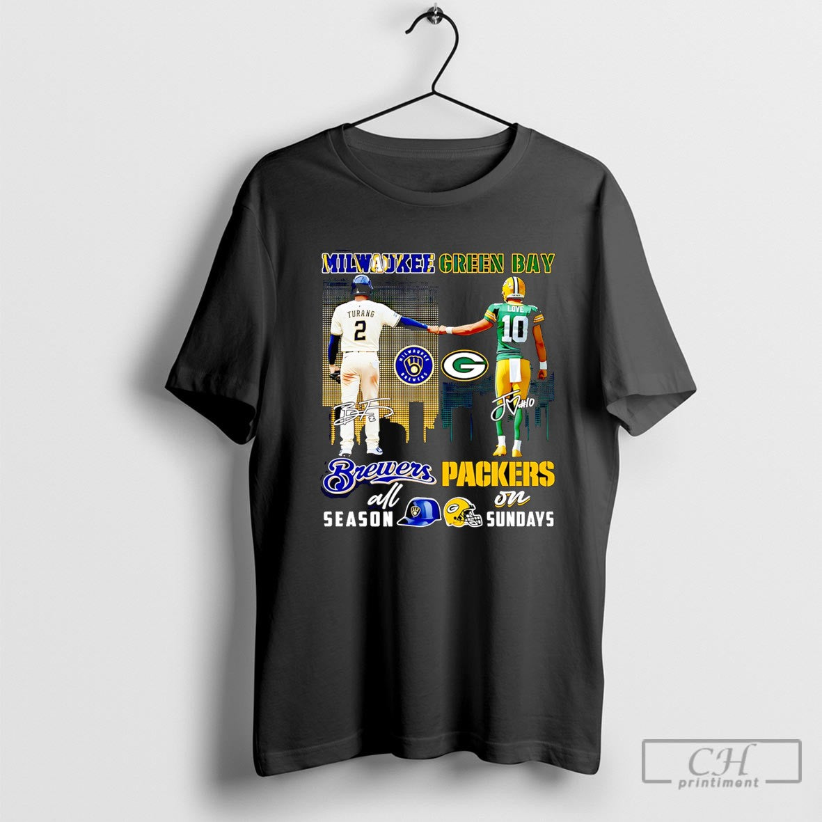 Turang And Love Milwaukee Brewers All Season Green Bay Packers On Sundays Shirt Sweater
