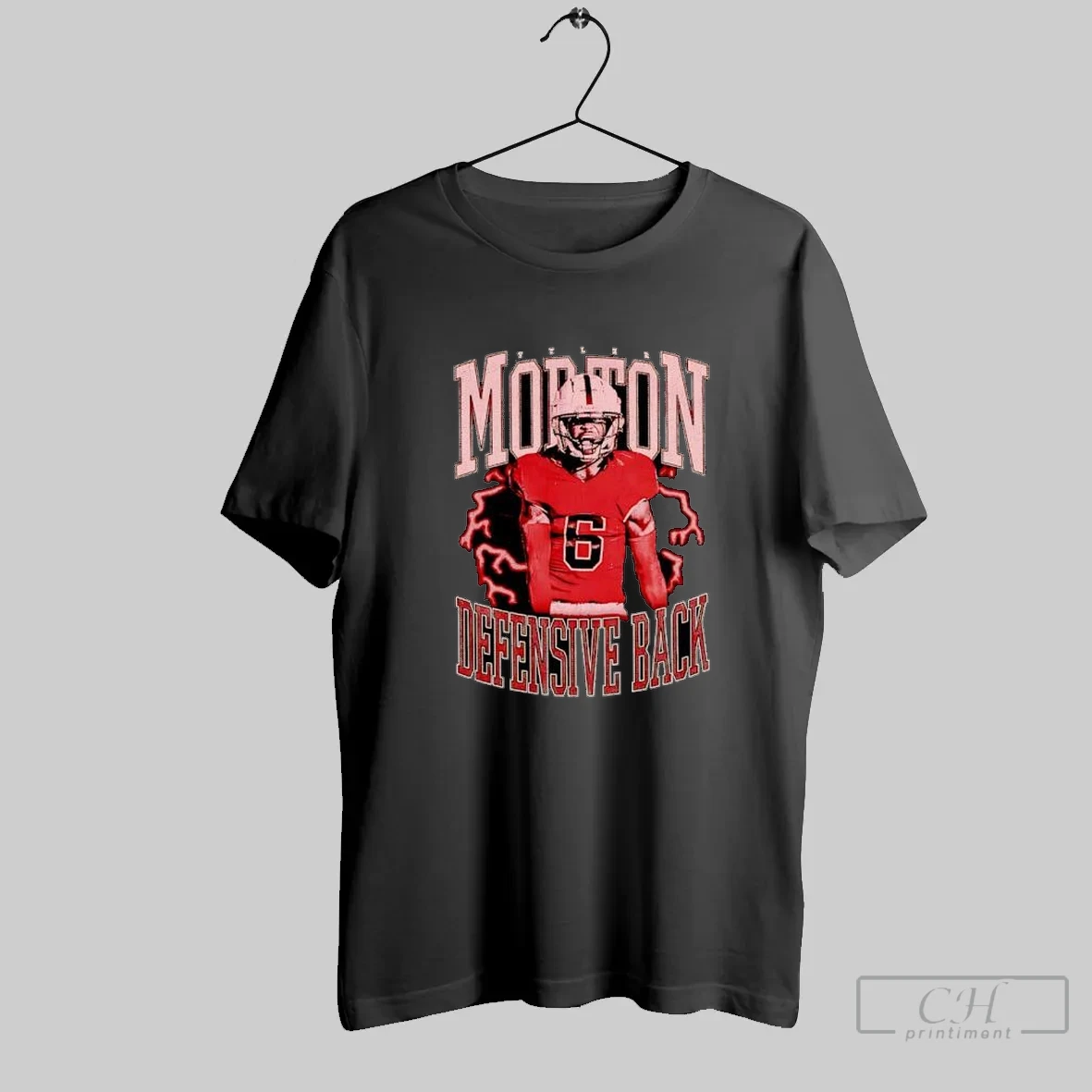 Tyler Morton 6 Defensive Back Football Lightning T Shirt