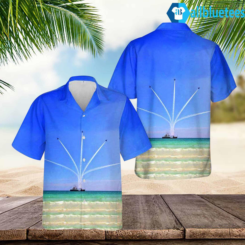 US Navy Blue Angels Show Over Pensacola Beach Pier Hawaiian Shirt