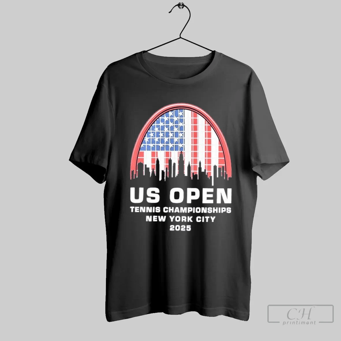 Us Open Tennis Championships New York City 2025 Stars Stripes Racquet American Flag