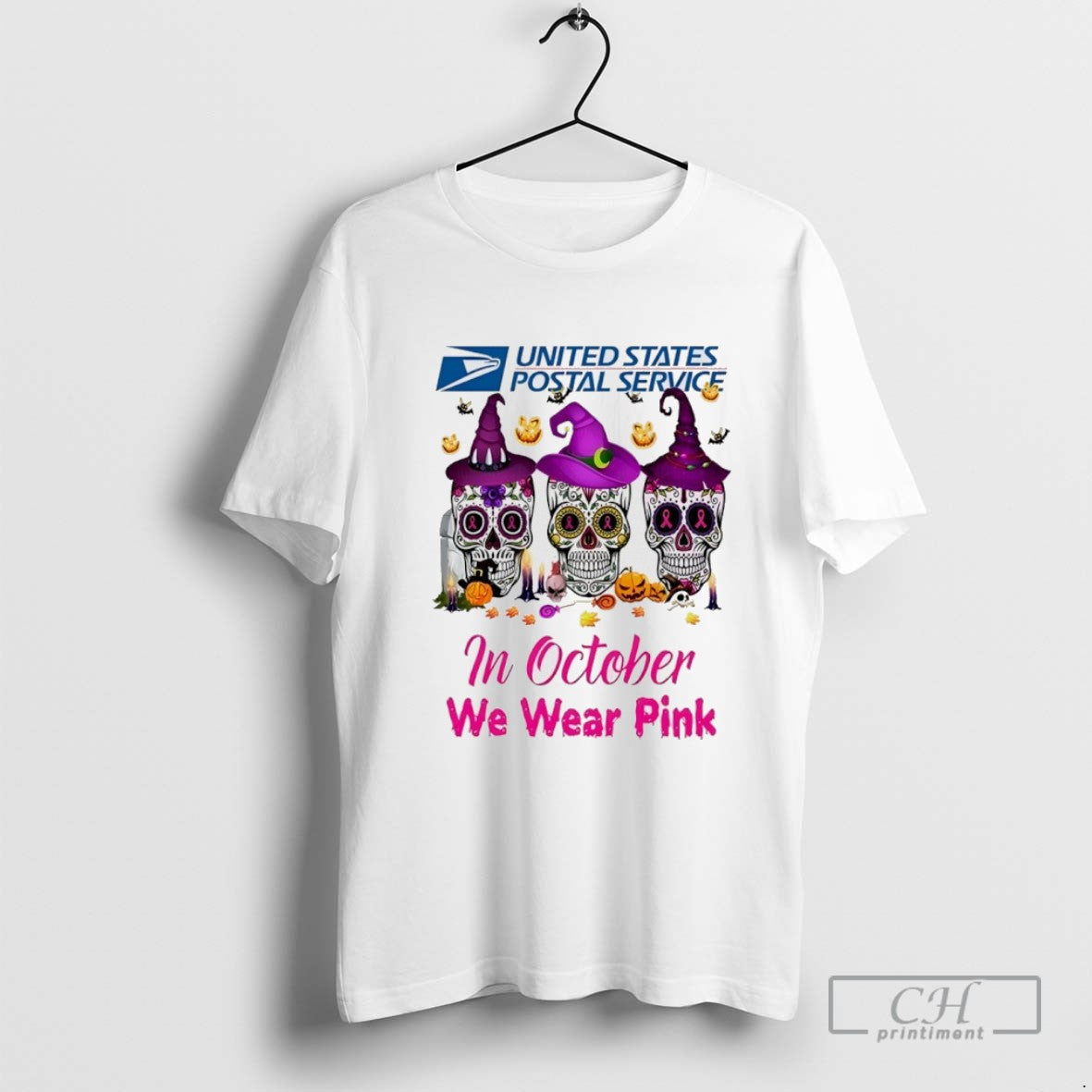 Usps Skull Floral In October We Wear Pink