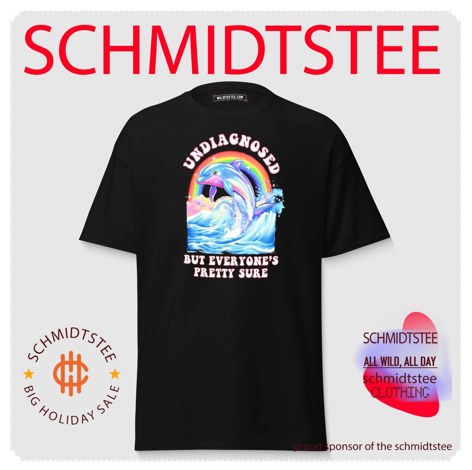 Undiagnosed but everyone’s pretty sure coloful dolphin retro shirt