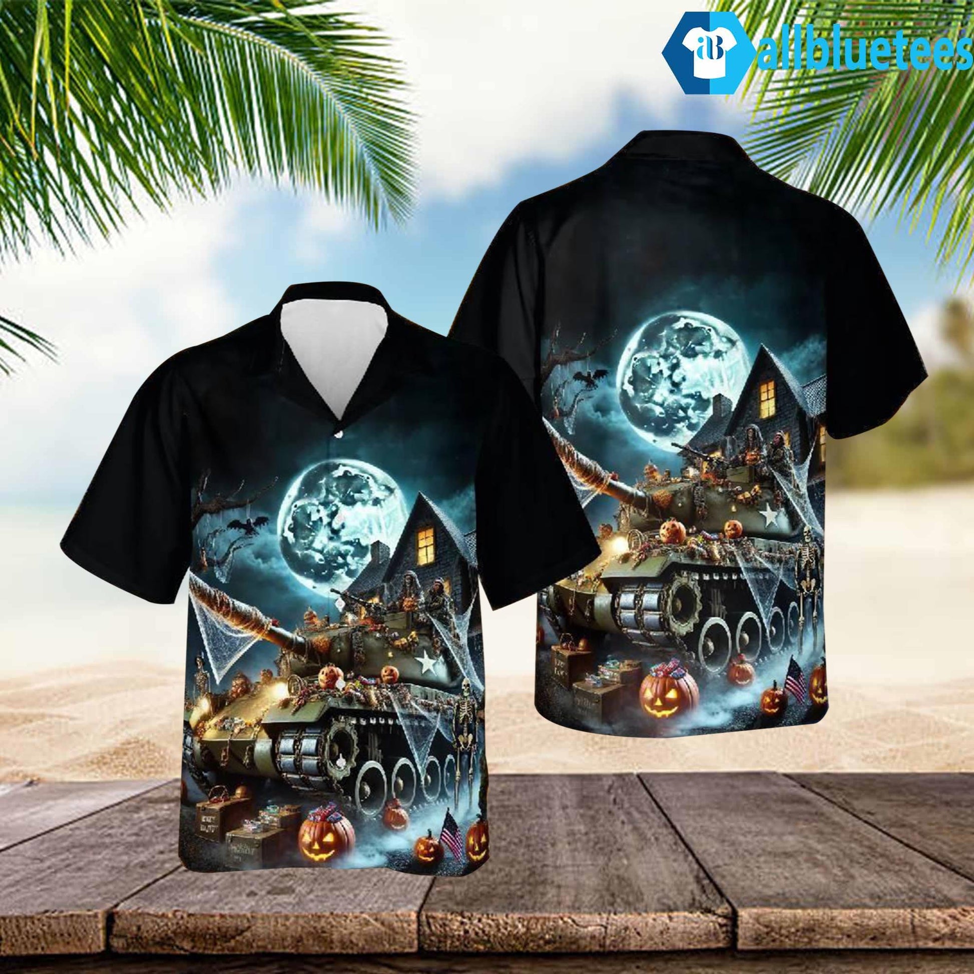 US Army Tank Halloween Hawaiian Shirt