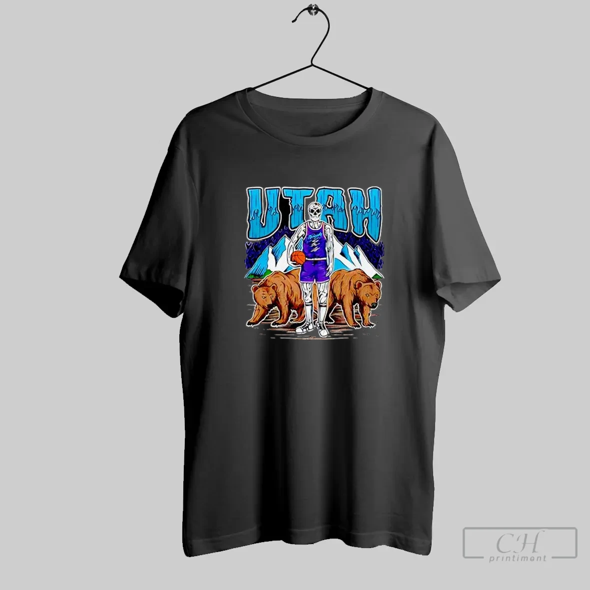Utah Skeleton Basketball Player With Bears Nba Fan T Shirt