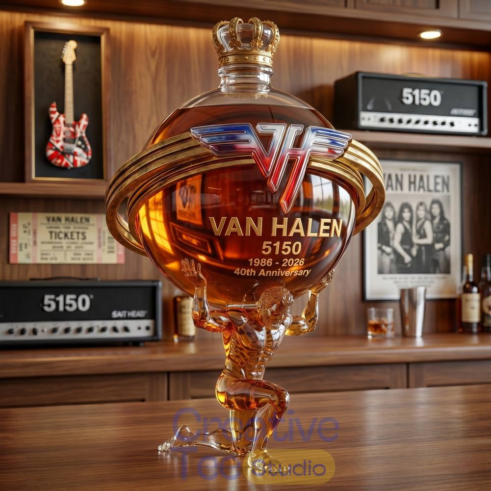 Van Halen 5150 40th Anniversary Atlas Collectors Whiskey Bottle