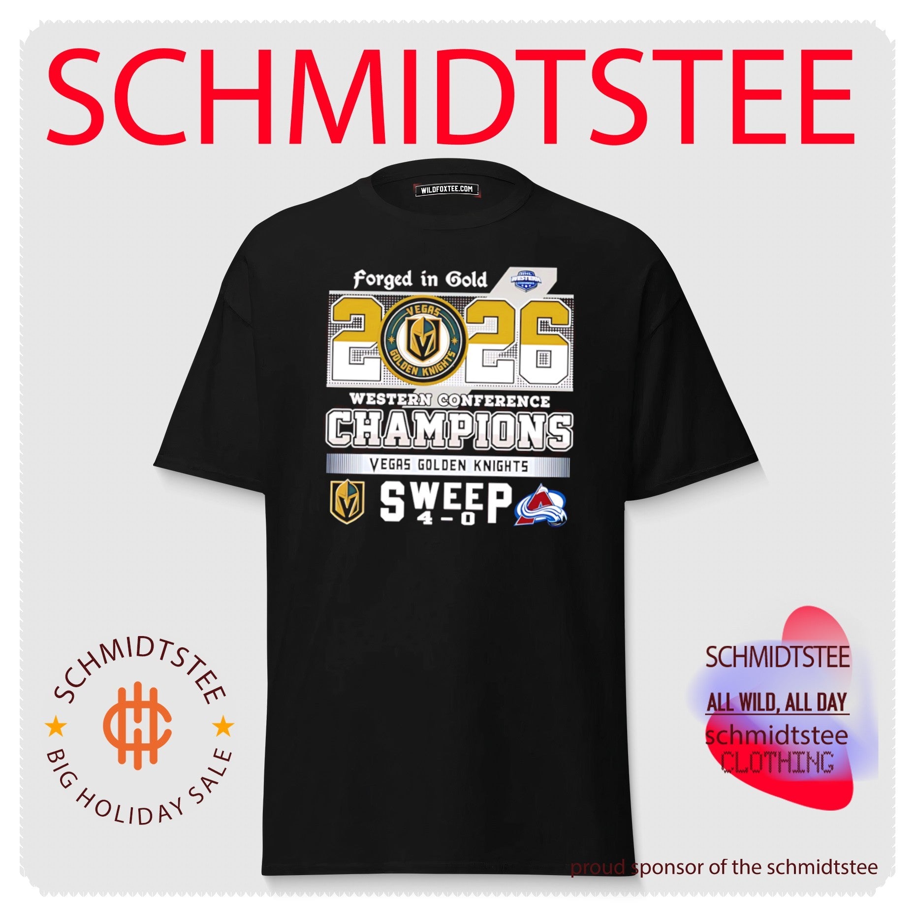 Vegas Golden Knights 2026 Western Conference Champions Seep 4-0 Forged in Gold shirt