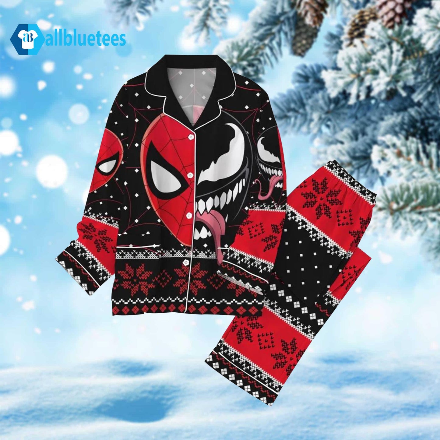 Deadpool And Venom Christmas Pajama Set