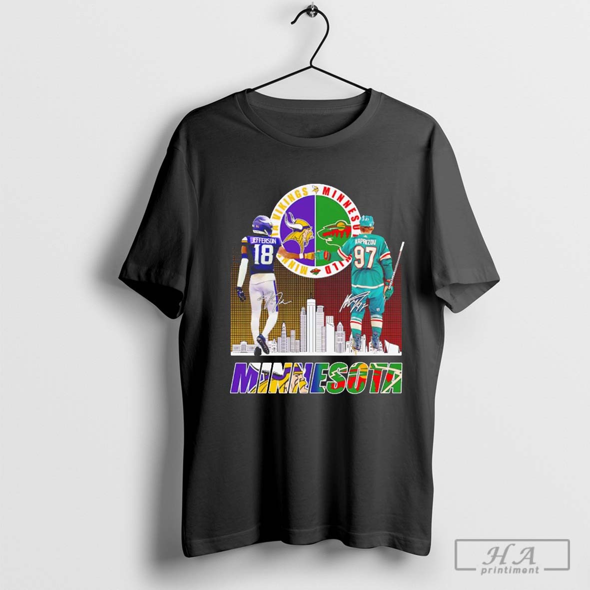 Vikings Justin Jefferson X Wild Kirill Kaprizov Minnesota Skyline