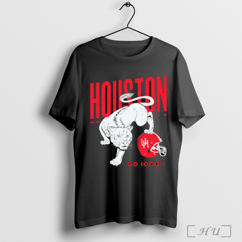Vintage Throwback Houston Cougars Football Helmet Go Coogs T Shirt