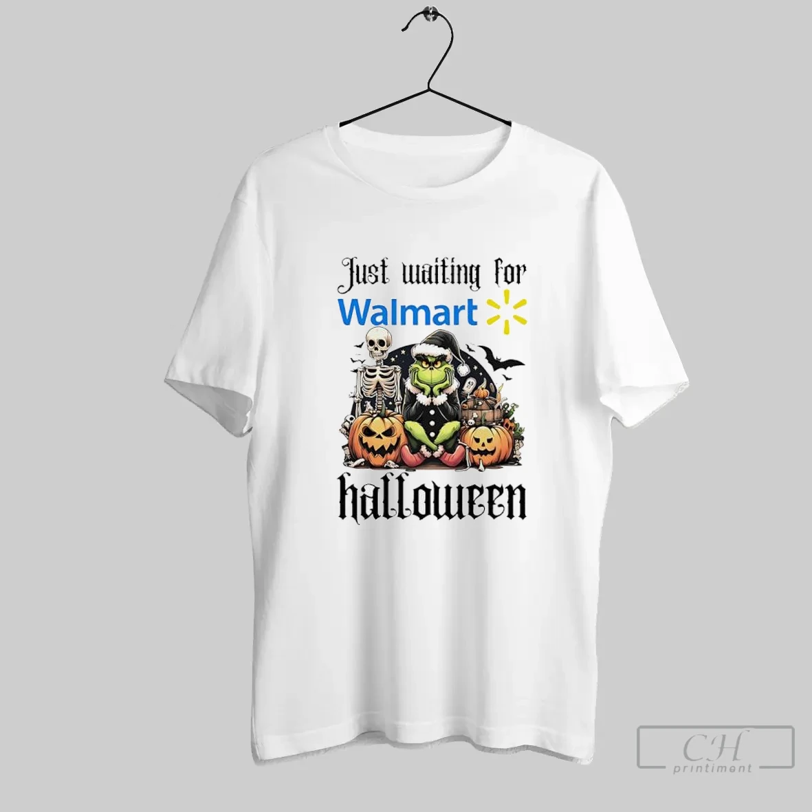 Walmart Grinch Just Waiting For Halloween Goth Graphic T Shirt