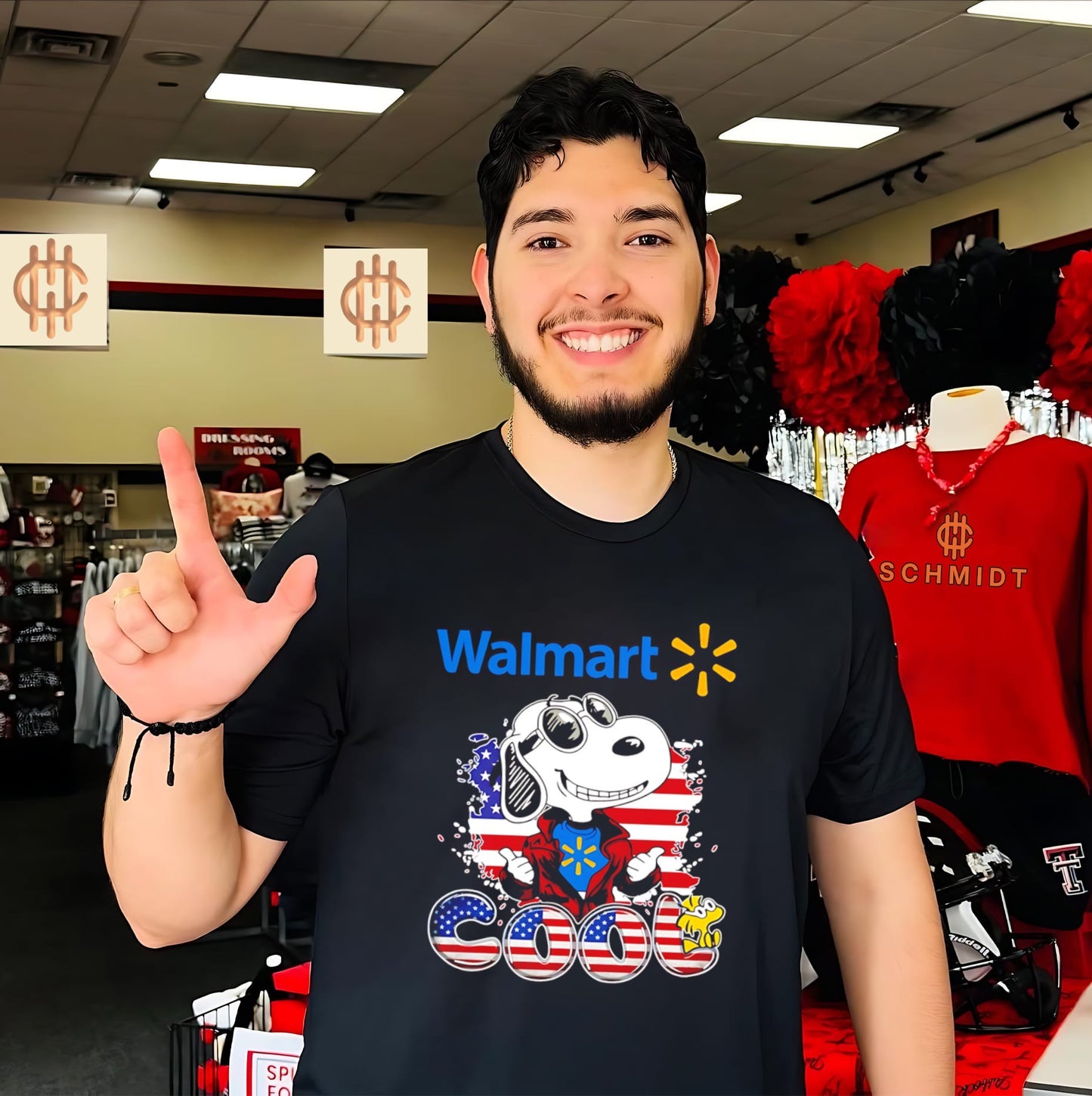 Walmart Snoopy Cool USA 250th cartoon shirt