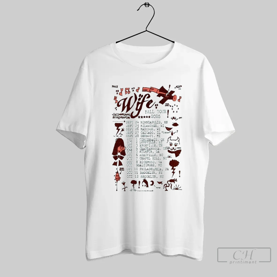 Wife Fall Tour 2025 Dates T Shirt