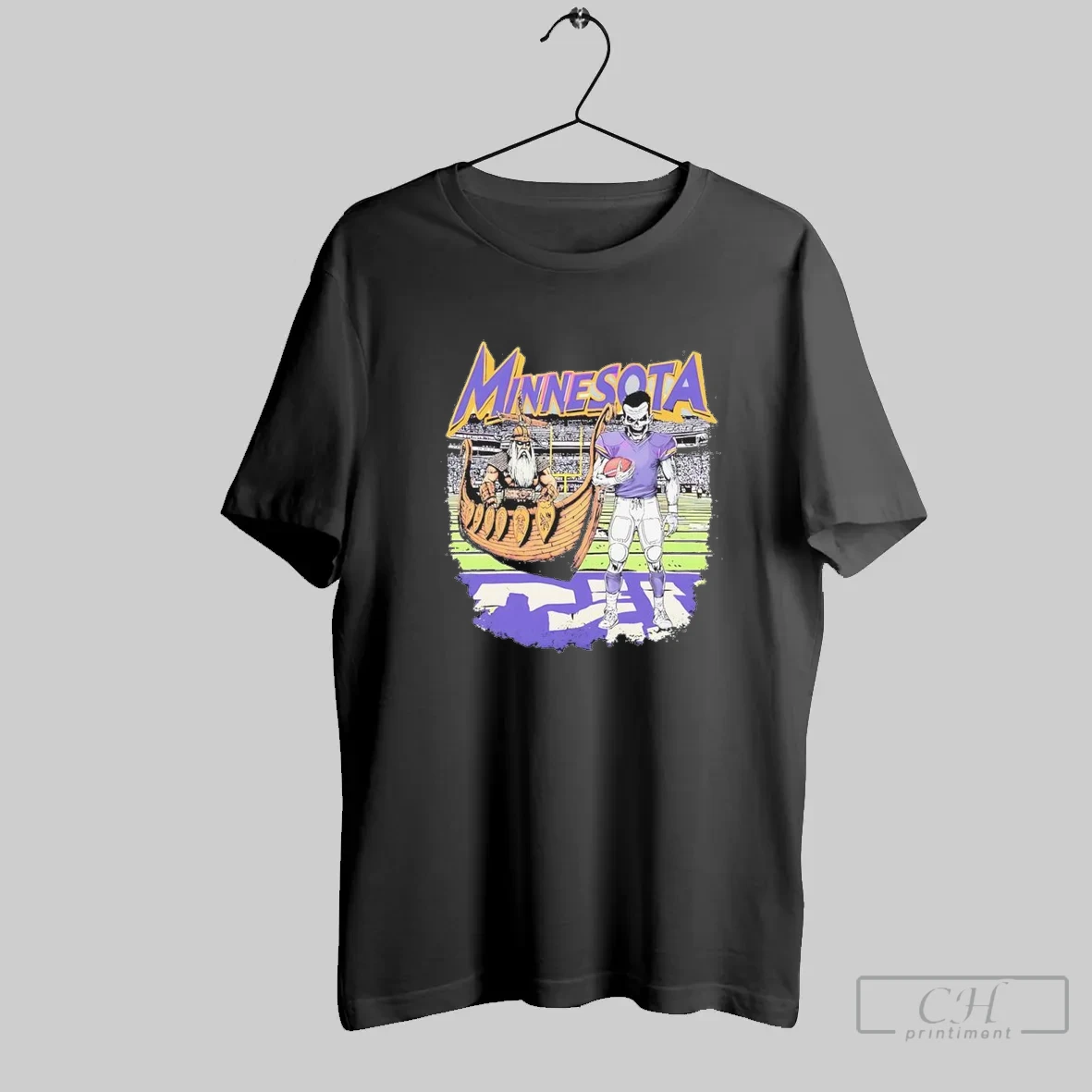 Zombie Minnesota Viking Football Ship Retro Style T Shirt