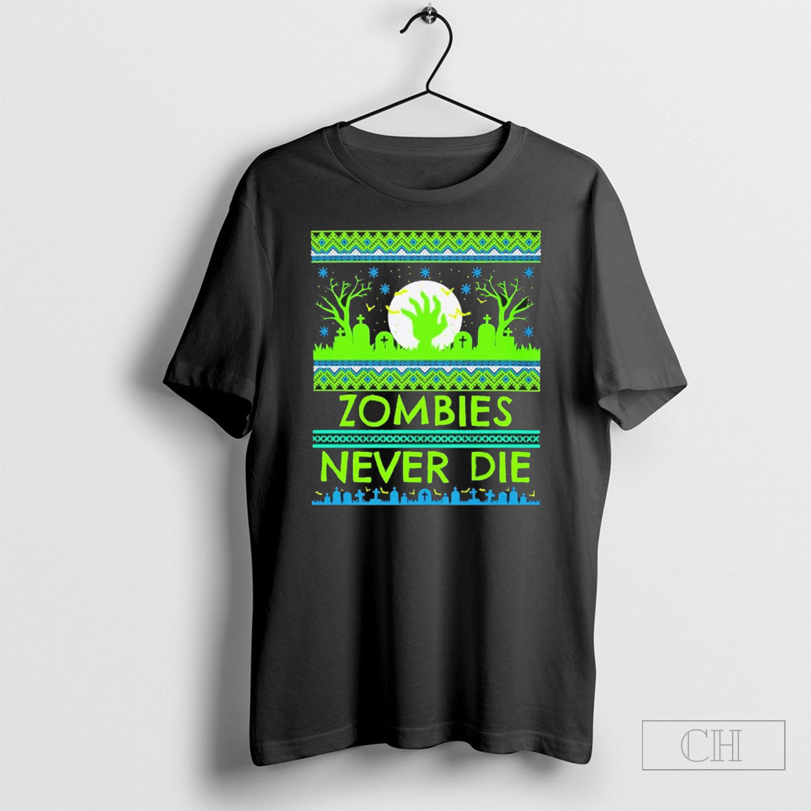 Zombies Never Die Ugly Christmas Sweat Shirt
