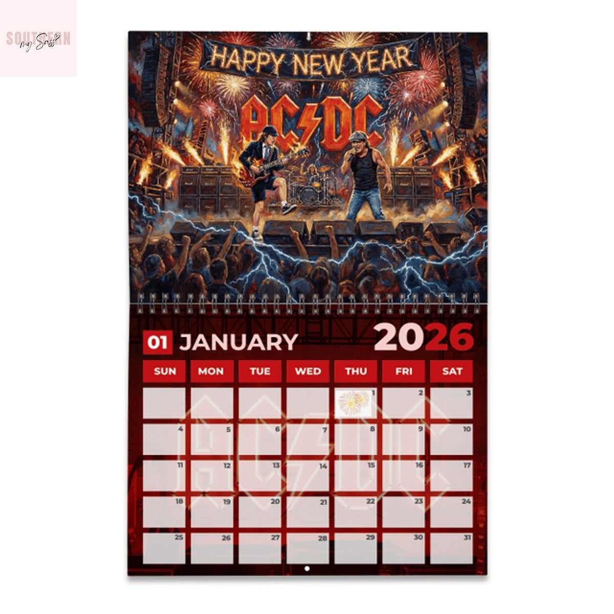AC DC 2026 Wall Calendar