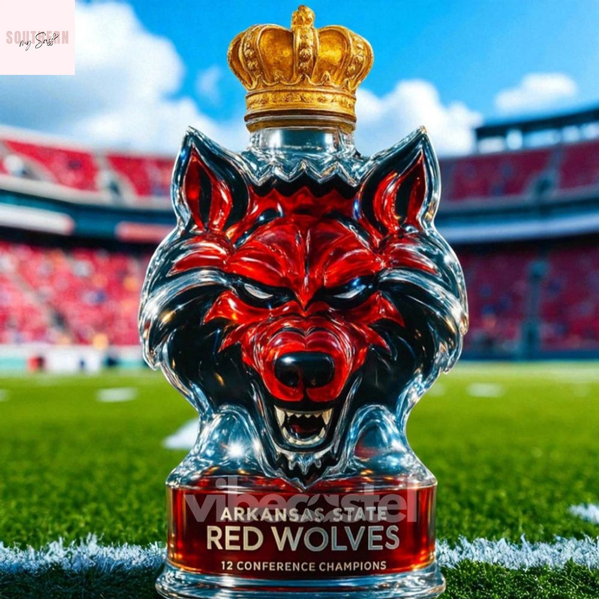 Arkansas State Red Wolves 12 Conference Championship Whiskey Bottle