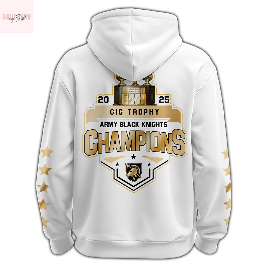 Army Black Knights CIC Trophy Champions 2025 Hoodie – White