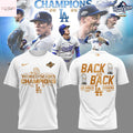 Back To Back Los Angeles Dodgers 2025 World Series 3D T-Shirt – White