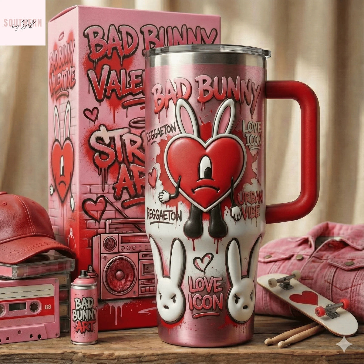 Bad Bunny Valentine Love Icon Tumbler